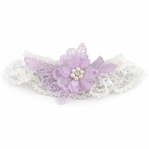 Lace Leg Garter Womens 12 16 20 24 28 inches Light Purple Organza Flower